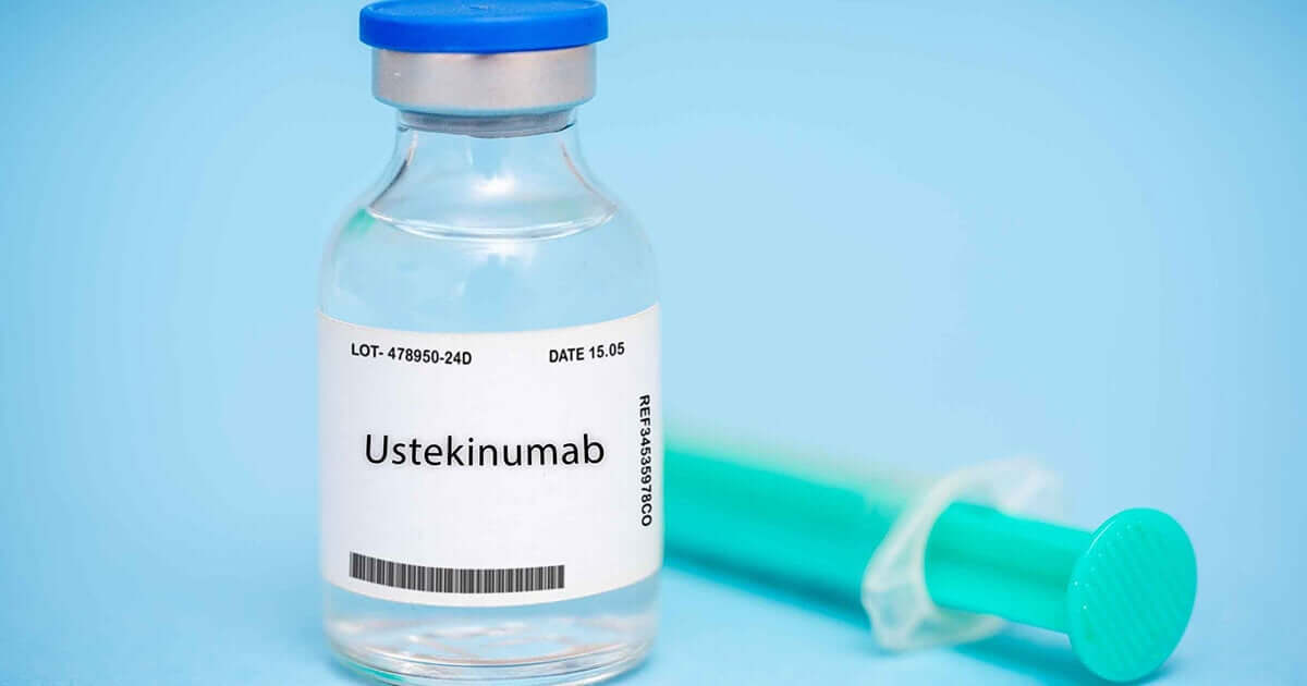 Ustekinumab bottle and syringe