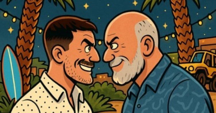 AI generated podcast artwork of two men facing off