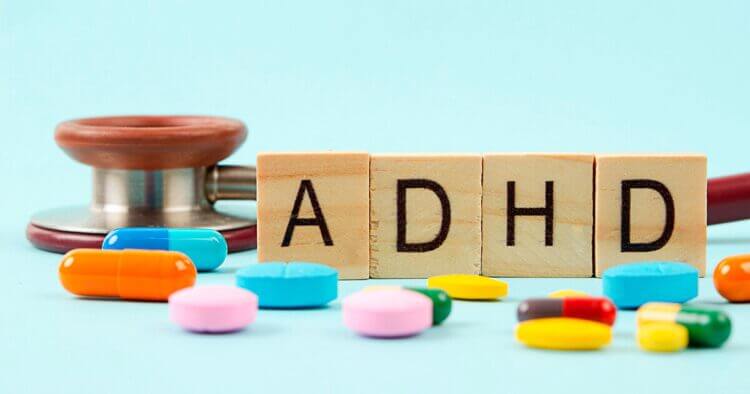 ADHD medications and Scrabble tiles spelling ADHD